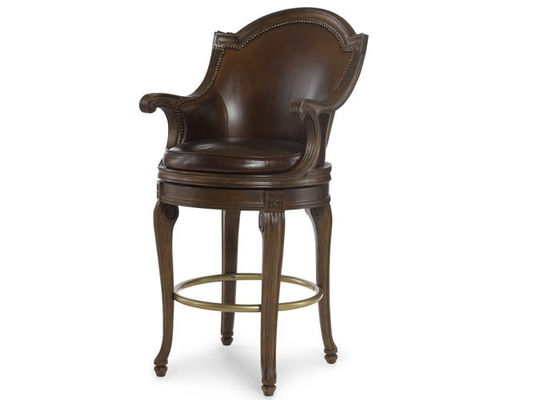 Luxury  Europe style Real Leather Custom Furniture Bar tall stool with back