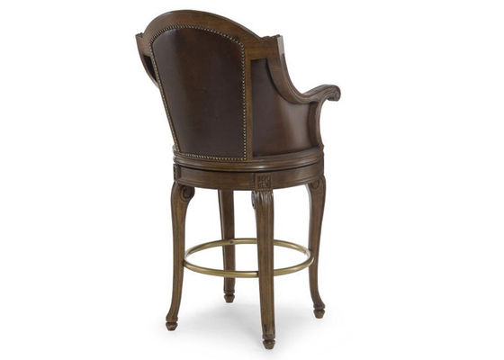 Luxury  Europe style Real Leather Custom Furniture Bar tall stool with back