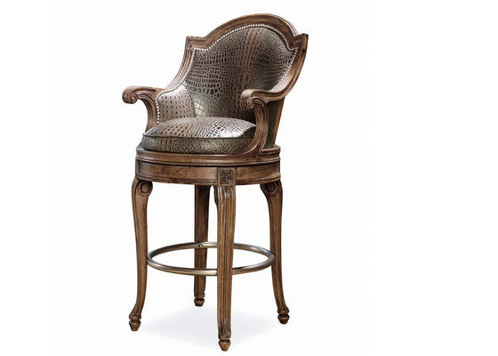 Luxury  Europe style Real Leather Custom Furniture Bar tall stool with back