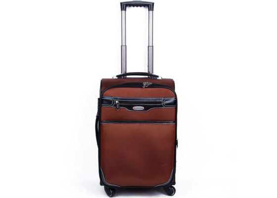 O nylon e mala de viagem de couro do plutônio a grande no trole das rodas encaixotam a bagagem para o curso, esportes