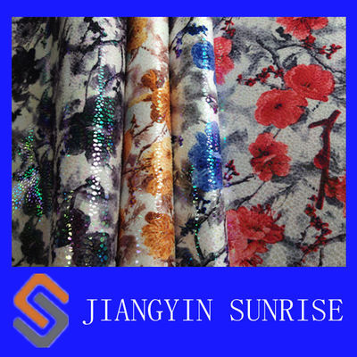 Lingkungan Rajutan Microfiber Kulit Sintetis Dengan Bunga Printing