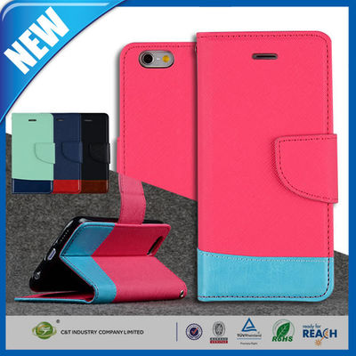 Slim Leather Iphone 6 Plus Protective Case , Wallet Stand Book Credit Card Holder