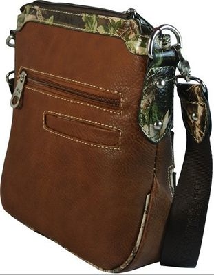Camo Trim ve Rhinestone Çapraz Çanta ile Batı Çapraz Vücut Çanta Faux Deri Çanta