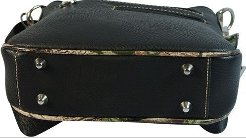 Camo Trim ve Rhinestone Çapraz Çanta ile Batı Çapraz Vücut Çanta Faux Deri Çanta